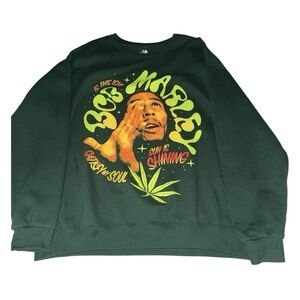 Zion Rootswear Bob Marley Dark Green Oversized Crewneck Sweater